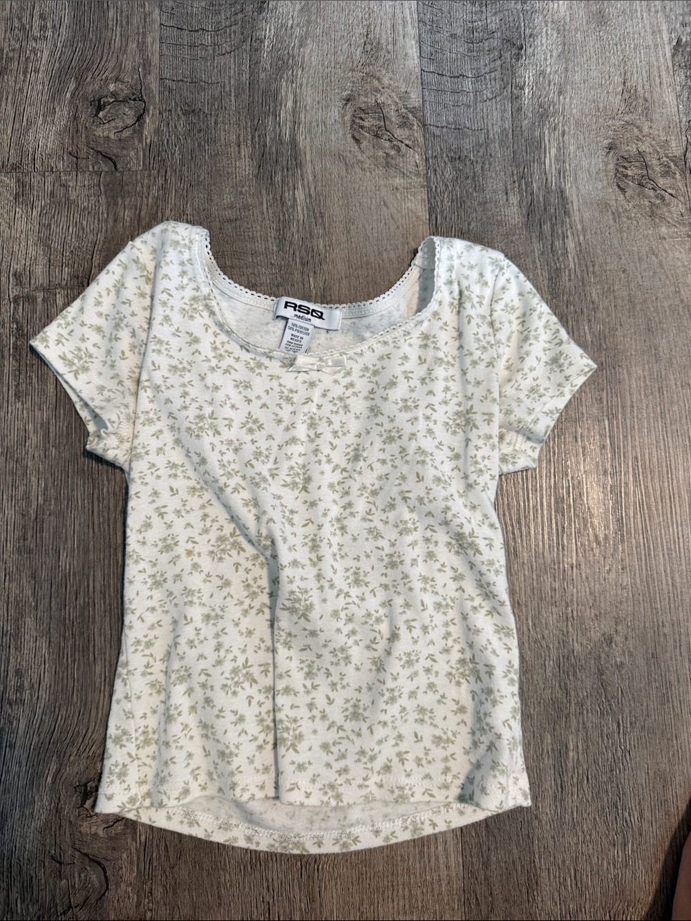 RSQ girls Cream Floral Scoop Neck Tee